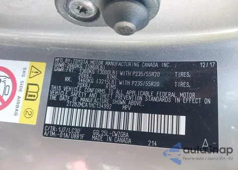 2017 Lexus Rx Rx 350 F Sport z USA, uszkodzony, nr VIN 2T2BZMCA1HC134992